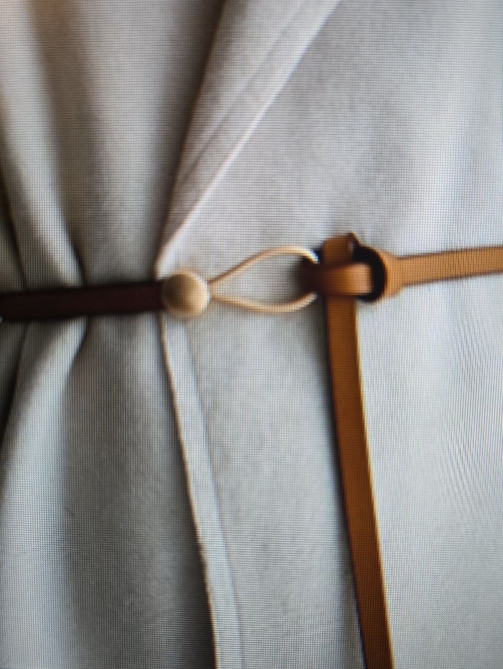 Men's Tan Leather Waist Belt with Gold Ring Detail